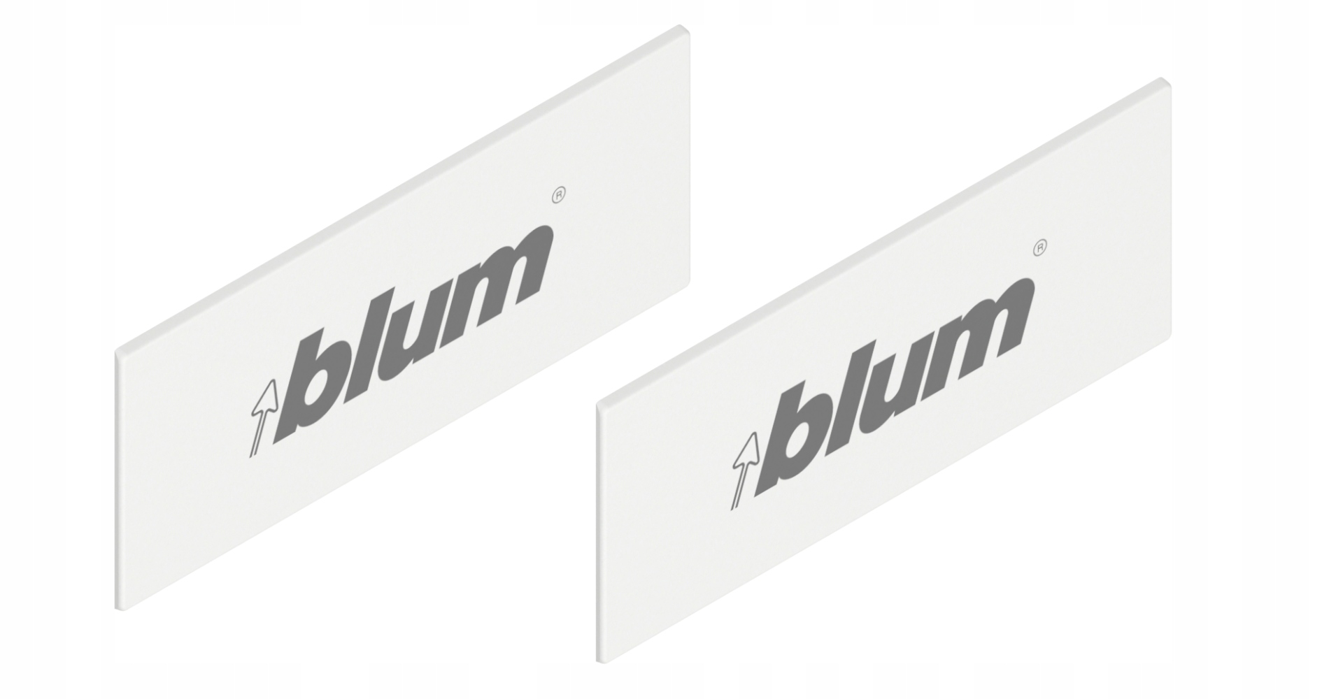 TANDEMBOX заглушка, прямоугольная, симметрич., с надписью (blum), белый шелк